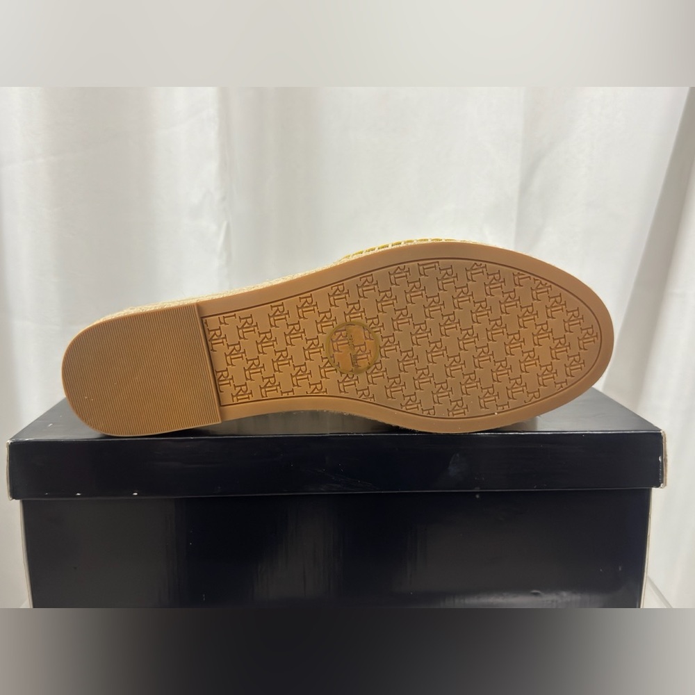 Lauren Ralph Lauren - Polly Nappa Yellow Leather Flat Platform Espadrille 9B NWT - Picture 10 of 11